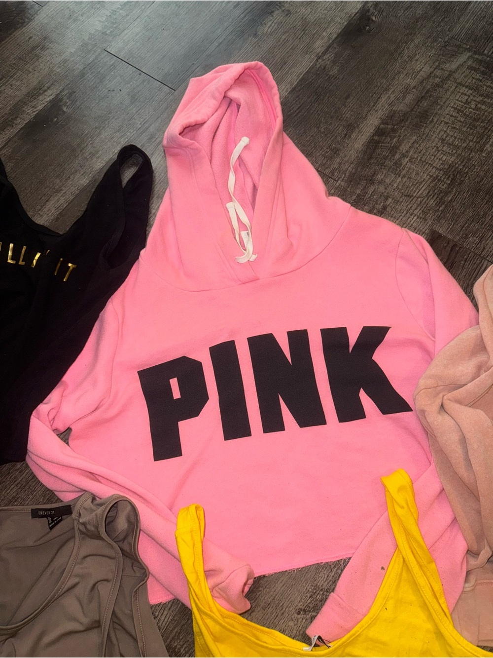 Victoria's Secret PINK Hoodie Sweatshirt - Pink with Black Logo